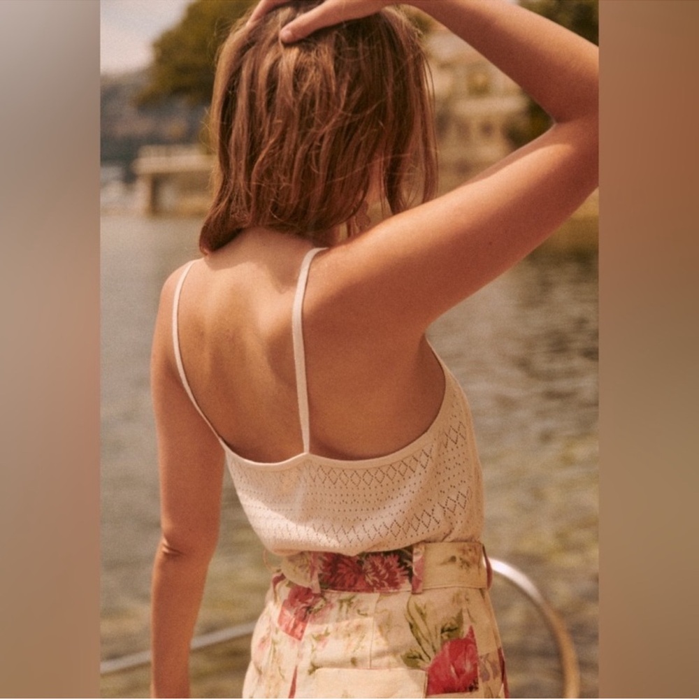 NWT Sezane Yoran Knit Top - Ficelle - Cream -‎ XXL
